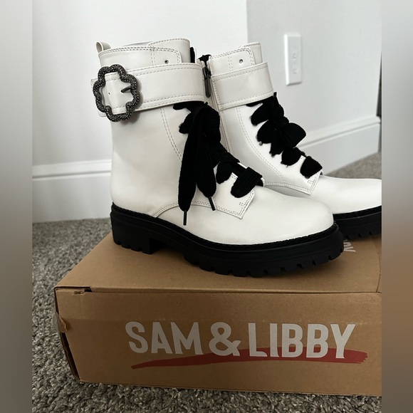 Sam & Libby White Combat Boots - Picture 2 of 4